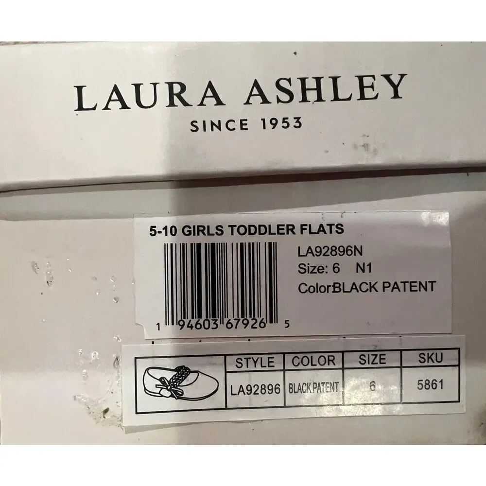 NIB Laura Ashley Toddler Girls' Black Dress Shoes - Size 6